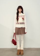 Retro Fawn Fair Isle College Style Christmas Knitted Vest Underwear